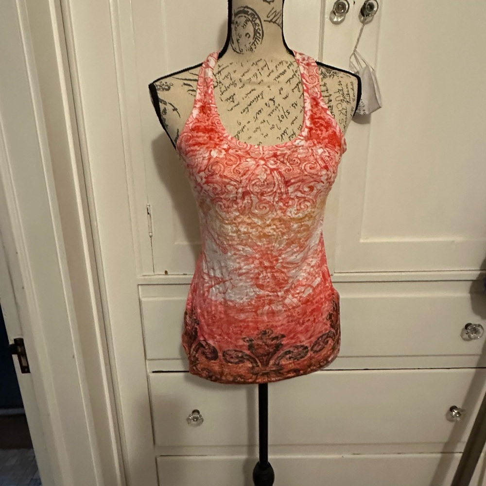 Mossimo Supply Co. Coral and White Tank Top